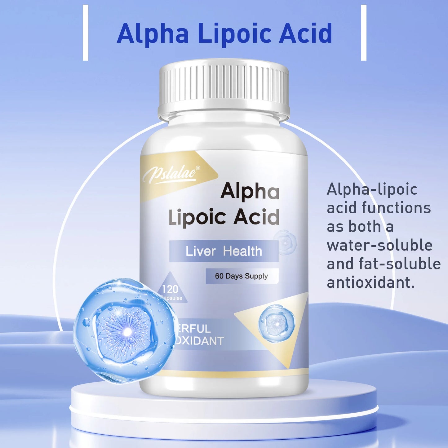 Alpha Lipoic Acid - Antioxidant, Beneficial for Brain and Heart Health, Improve Nerve Function - 120 Capsules