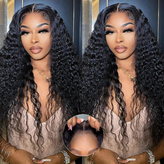 200 Density 5x5 Glueless Wig Human Hair Wig Ready To Wear HD Lace Wig Deep Wave Human Hair Wigs Glueless Wig for Women 4x4