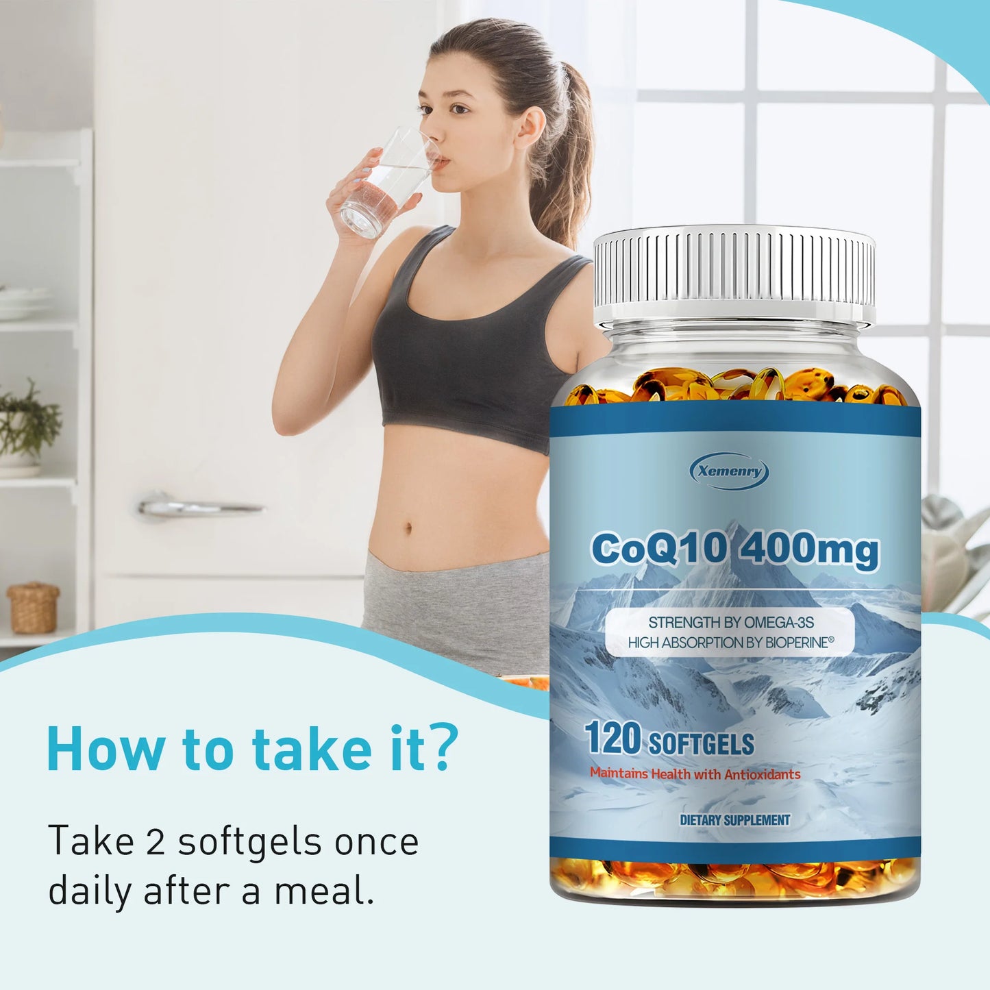 CoQ10 400mg - Supports Energy Production, Heart, Cardiovascular Health, Promotes Blood Circulation, Antioxidant - 120 Capsules