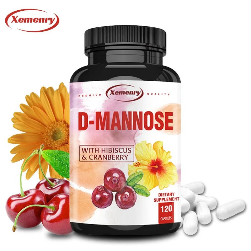 D-Mannose Supplement - Healthy Bladder, Natural Cleansing, Rapid Detoxification, Contains Cranberry Fruit Powder - 120 Capsules