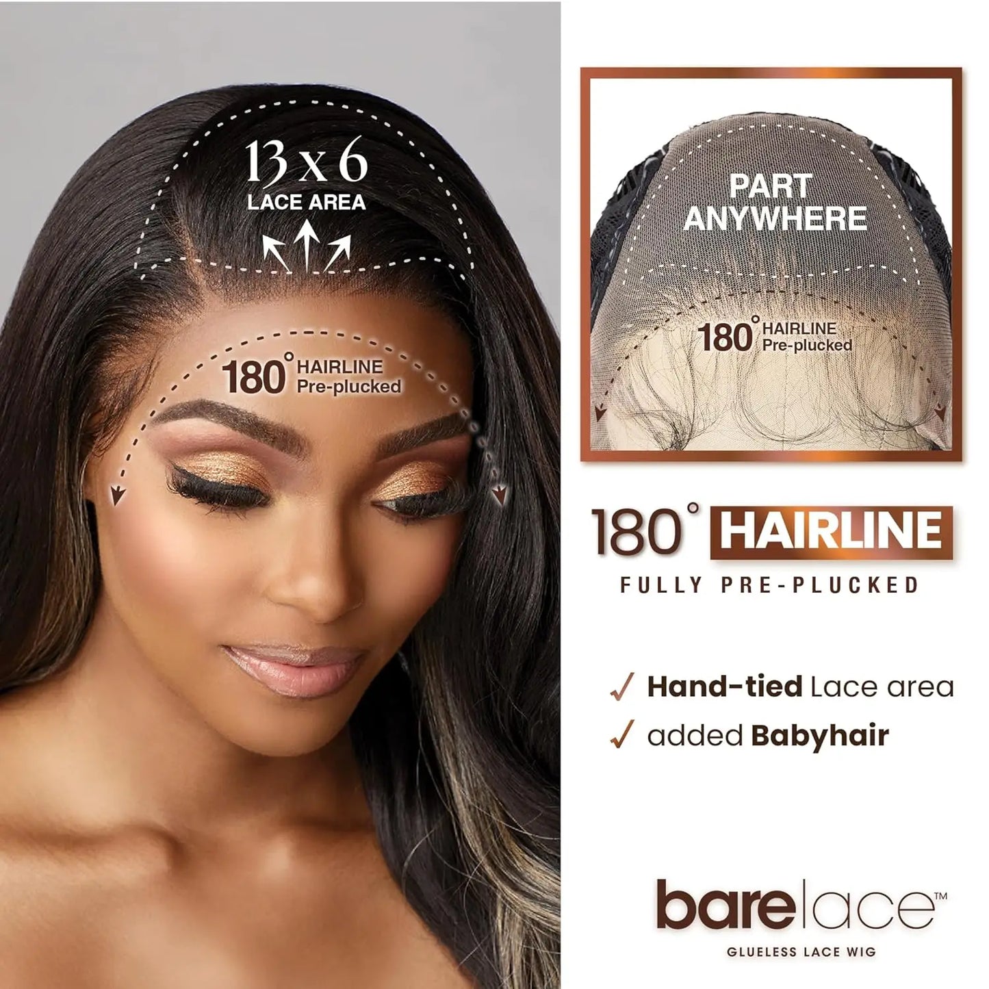 Sensationnel BareLace Glueless Lace Front Wig 13X6 Unit 9 - Straight, Comfortable Wear, Flawless Fit