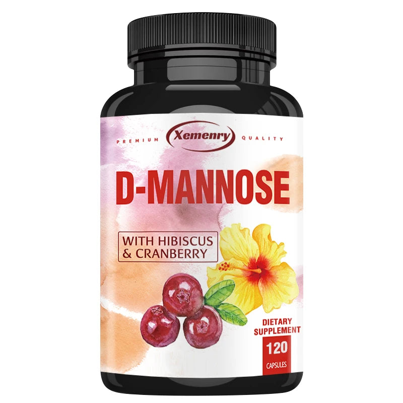 D-Mannose Supplement - Healthy Bladder, Natural Cleansing, Rapid Detoxification, Contains Cranberry Fruit Powder - 120 Capsules