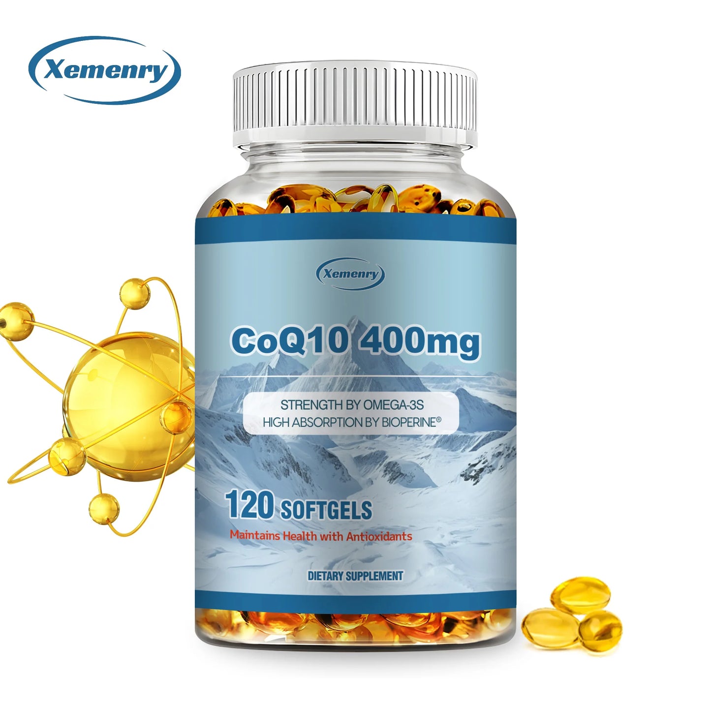 CoQ10 400mg - Supports Energy Production, Heart, Cardiovascular Health, Promotes Blood Circulation, Antioxidant - 120 Capsules