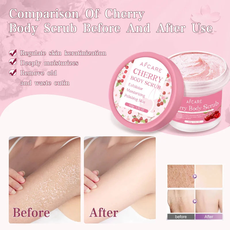 Body Scrub Cherry Exfoliator Body Scrub Polishing Moisturizing Cleansing Skincare Products Niacinamide Whitening Nourishing Skin