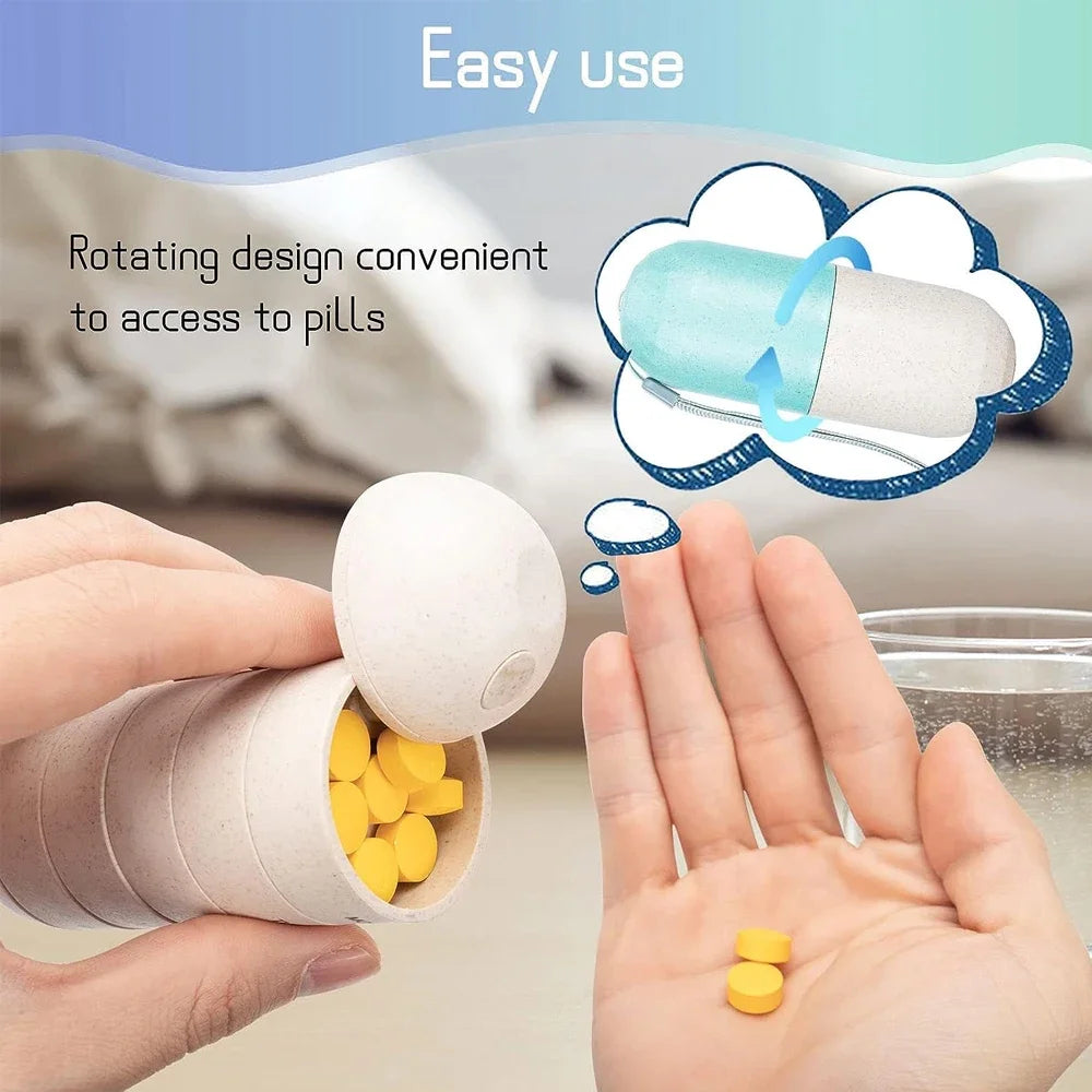 Pill Splitters Cute Weekly Pill Organizer BPA Free Travel Hiking 7 Day Pill Box Case To Hold Pills Vitamins Fish Oil Supplements