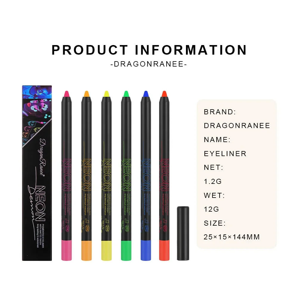 Fluorescence Blue Eyeliner Gel Waterproof Luminous UV Light Neon Eyeliner Pen Yellow Green Pink Color Eye Shadow Cream Make Up