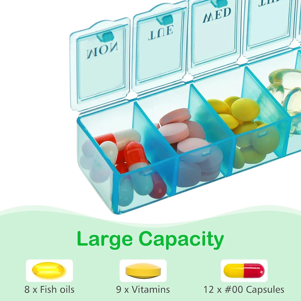 Weekly Pill Organizer, Large 7 Day Pill Box, Daily Vitamin Case Medicine Box,Pill Containers for Medicine Supplements Fish Oil