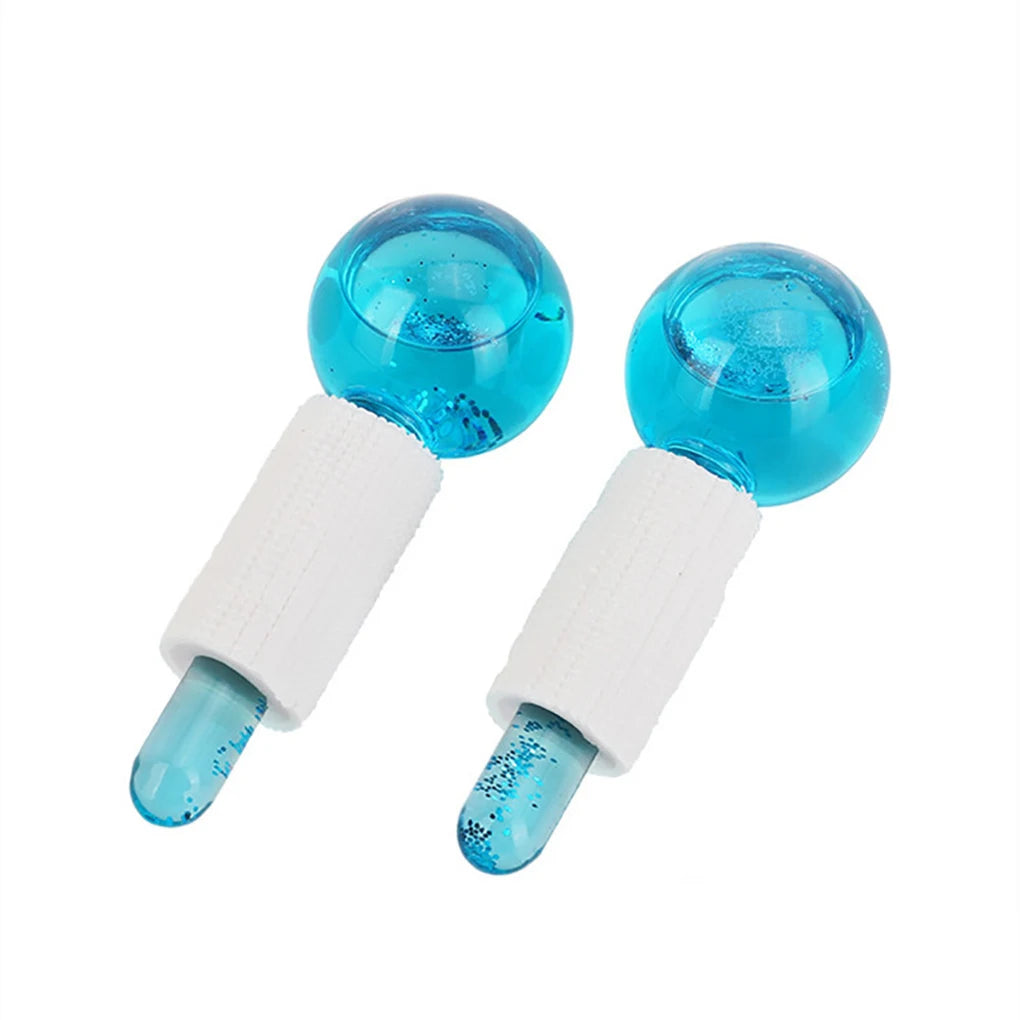 1 Pair Ice Face Roller Massager Household Convenient Facial Rollers Massagers Glass Skin Care Massaging Globes for Personal Care