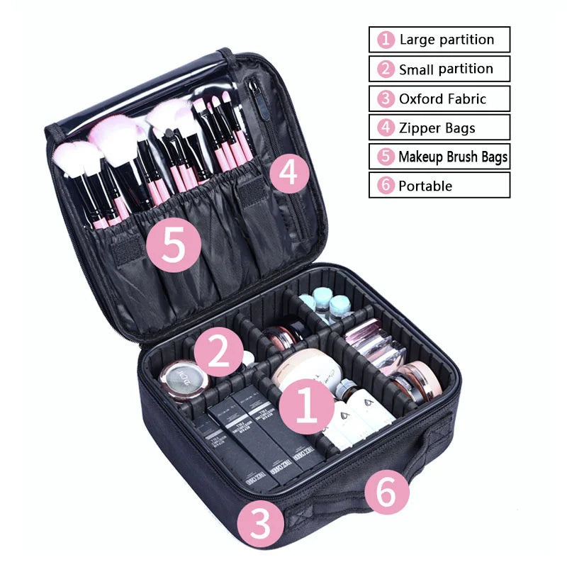 High Quality Makeup Case Brand Travel Cosmetic Bag For Women's Portable Female Make Up Storage Box Nail Tool Suitcases bag