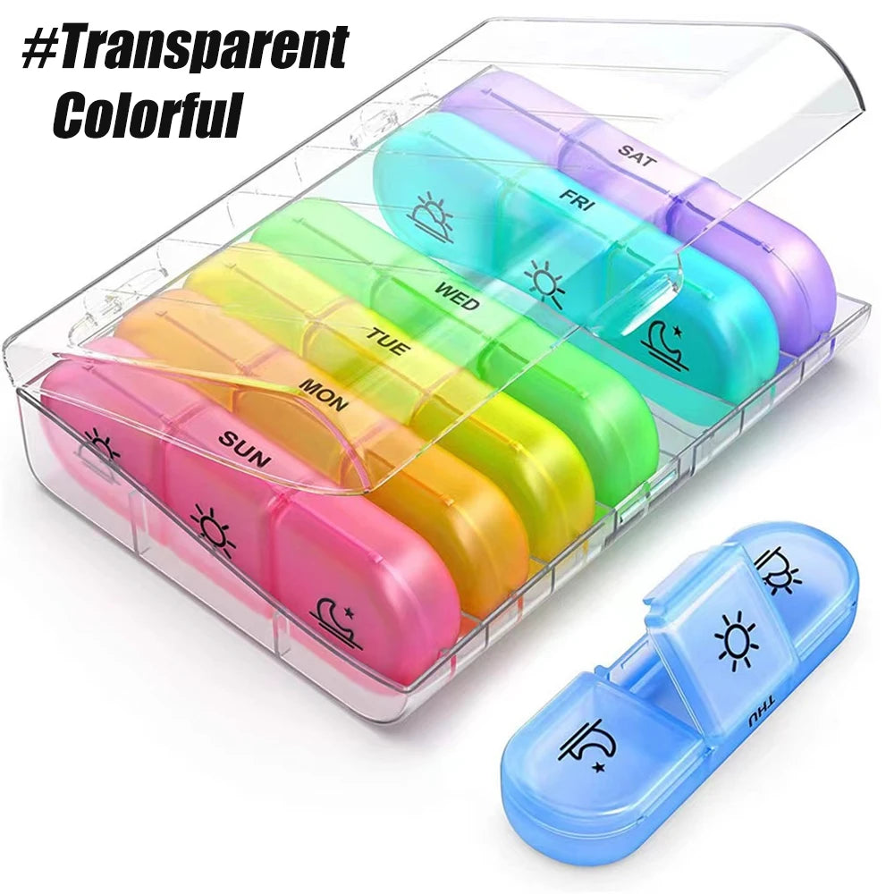 Weekly Pill Organizer 3 Times A Day, Compact Pill Box 7 Day for Managing Your Vitamins, Fish Oils, Supplements and Medications