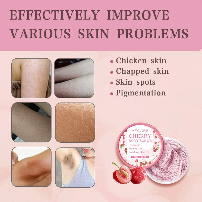 Body Scrub Cherry Exfoliator Body Scrub Polishing Moisturizing Cleansing Skincare Products Niacinamide Whitening Nourishing Skin