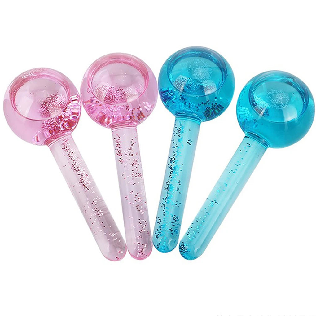 1 Pair Ice Face Roller Massager Household Convenient Facial Rollers Massagers Glass Skin Care Massaging Globes for Personal Care