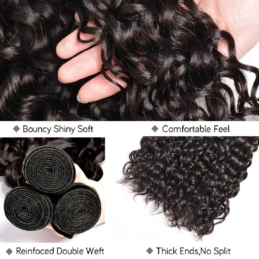 10-40 Inches Deep Wave Bundles Human Hair For Women Weave Bundles 1/3/4 Bundle Deals Human Hair Extensions Brazilian