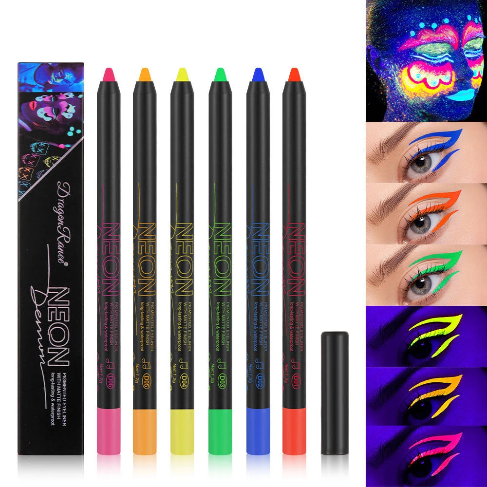 Fluorescence Blue Eyeliner Gel Waterproof Luminous UV Light Neon Eyeliner Pen Yellow Green Pink Color Eye Shadow Cream Make Up