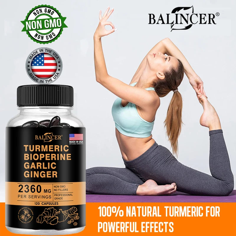 Turmeric Ginger Supplement for Digestive Health, Immune Health, Inflammation and Joint Health Powerful Formula