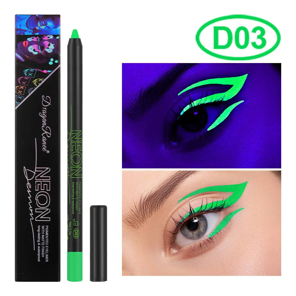 Fluorescence Blue Eyeliner Gel Waterproof Luminous UV Light Neon Eyeliner Pen Yellow Green Pink Color Eye Shadow Cream Make Up