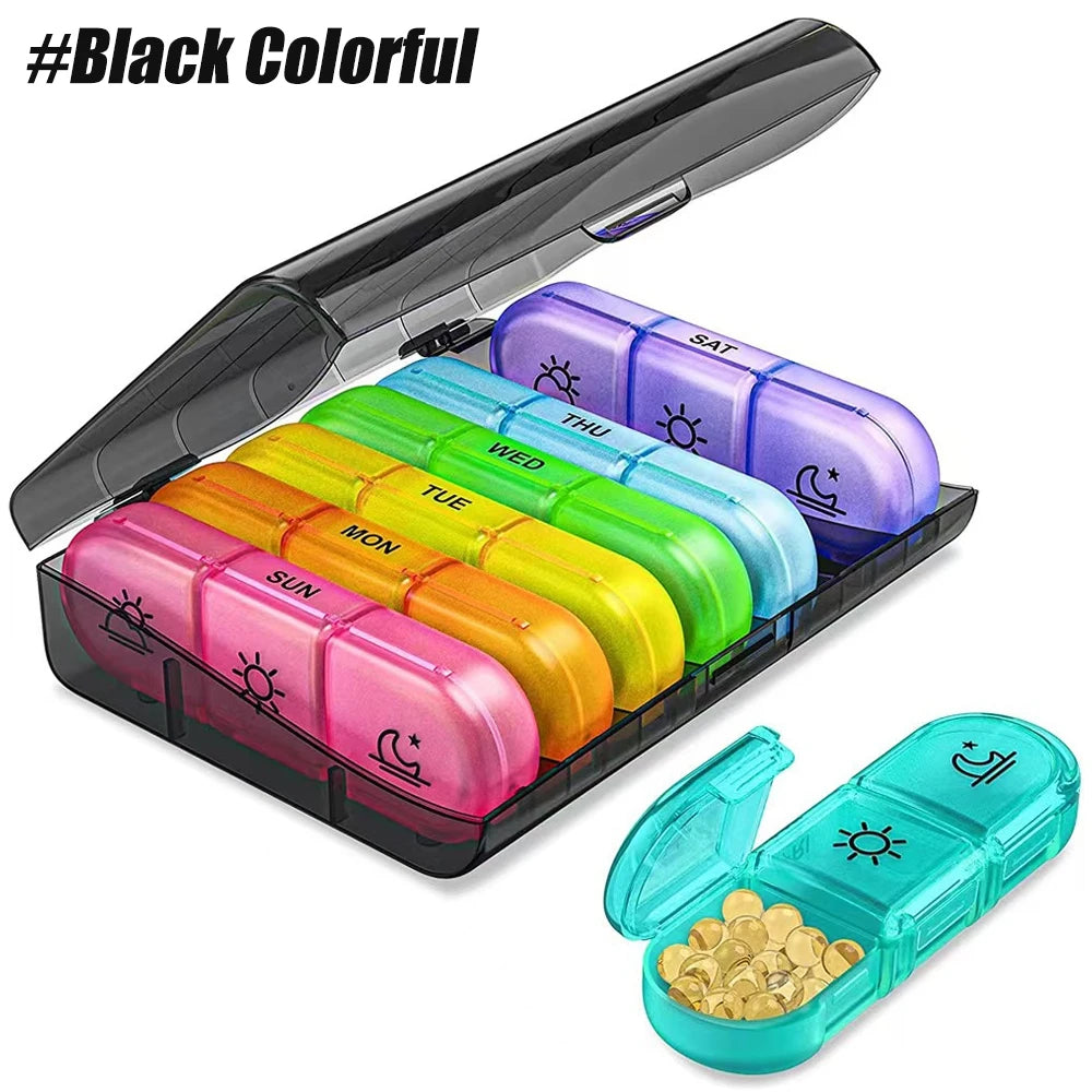 Weekly Pill Organizer 3 Times A Day, Compact Pill Box 7 Day for Managing Your Vitamins, Fish Oils, Supplements and Medications