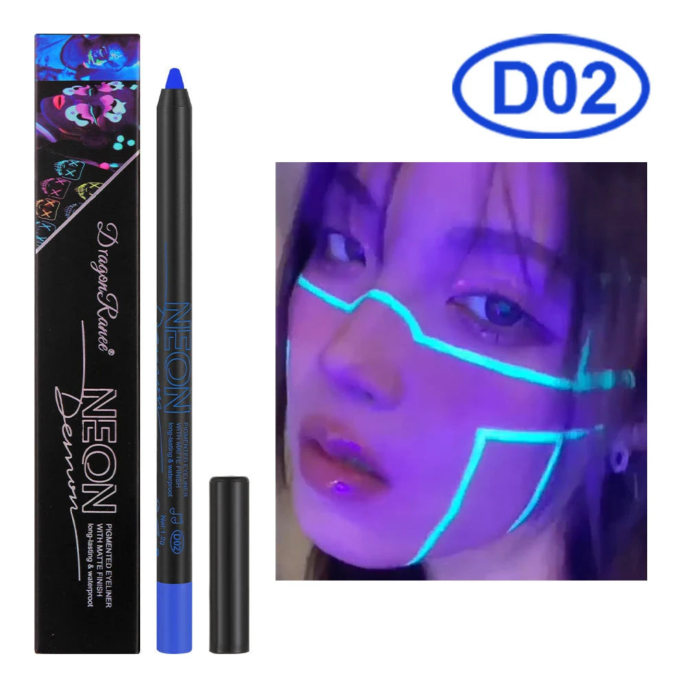 Fluorescence Blue Eyeliner Gel Waterproof Luminous UV Light Neon Eyeliner Pen Yellow Green Pink Color Eye Shadow Cream Make Up