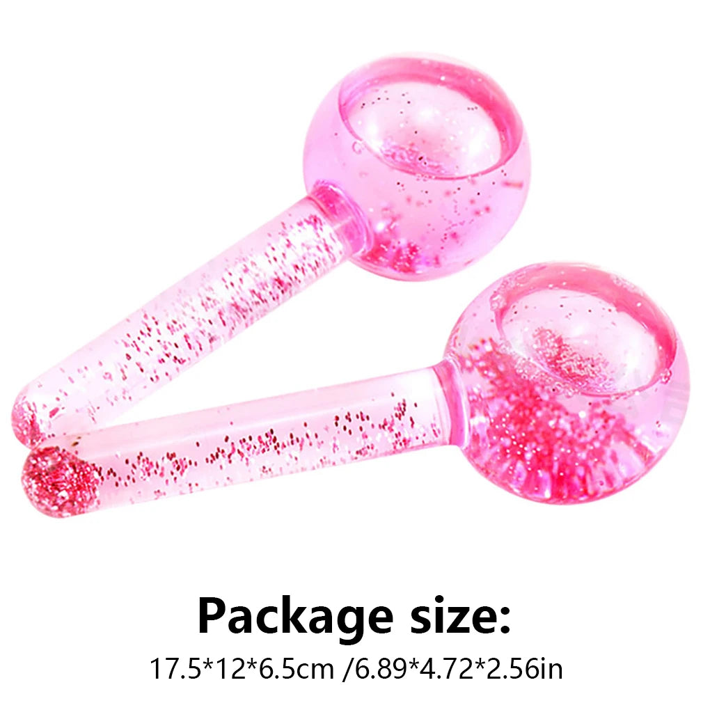 1 Pair Ice Face Roller Massager Household Convenient Facial Rollers Massagers Glass Skin Care Massaging Globes for Personal Care