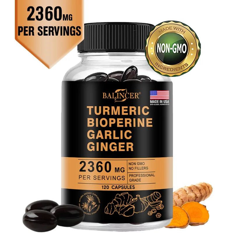 Turmeric Ginger Supplement for Digestive Health, Immune Health, Inflammation and Joint Health Powerful Formula