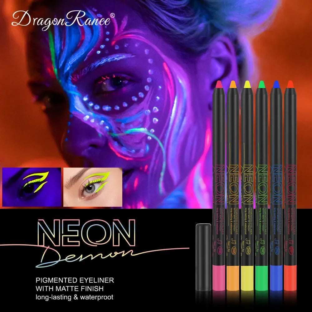 Fluorescence Blue Eyeliner Gel Waterproof Luminous UV Light Neon Eyeliner Pen Yellow Green Pink Color Eye Shadow Cream Make Up