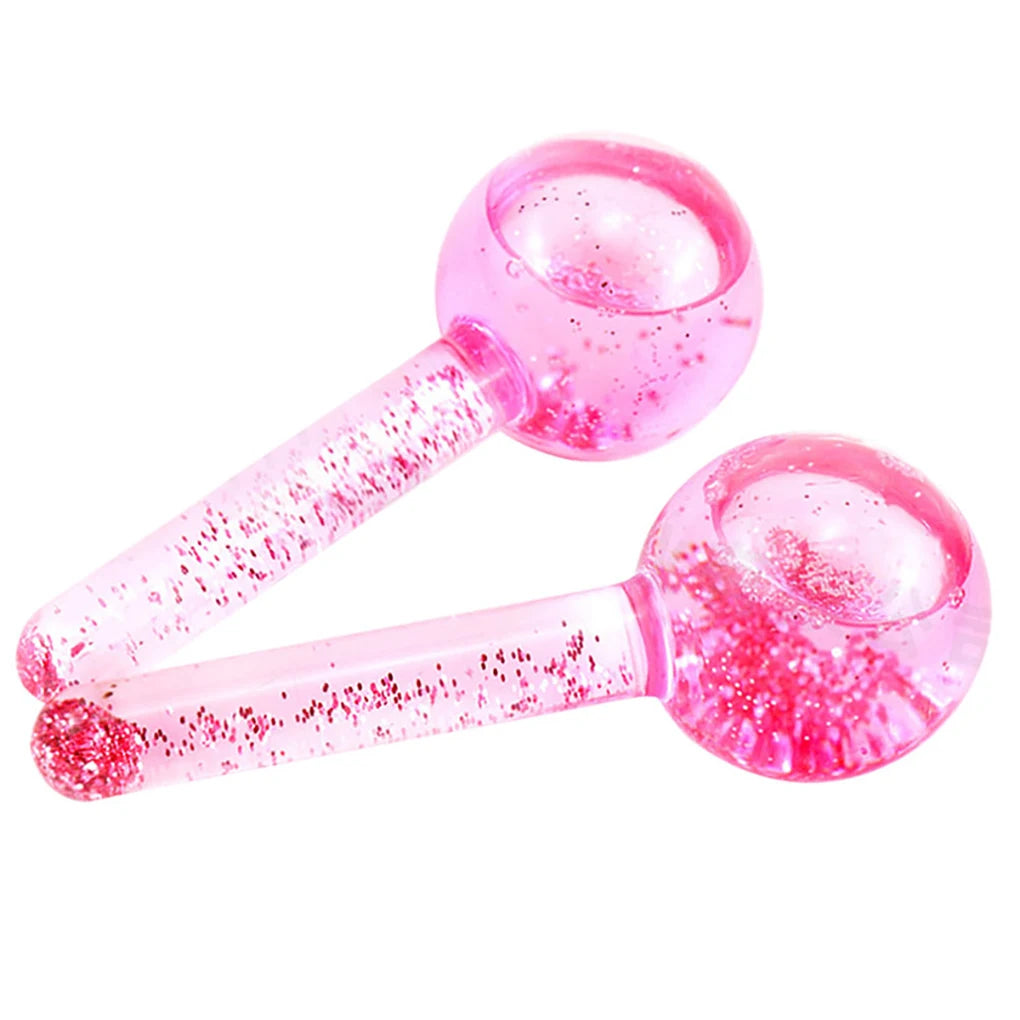 1 Pair Ice Face Roller Massager Household Convenient Facial Rollers Massagers Glass Skin Care Massaging Globes for Personal Care