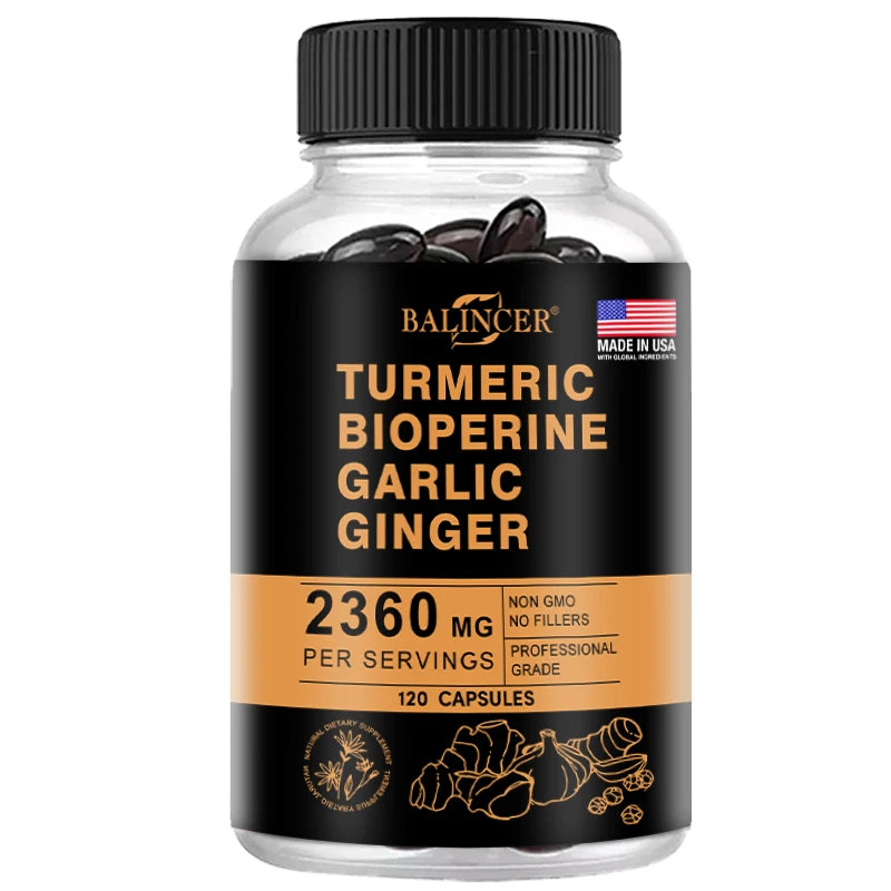 Turmeric Ginger Supplement for Digestive Health, Immune Health, Inflammation and Joint Health Powerful Formula