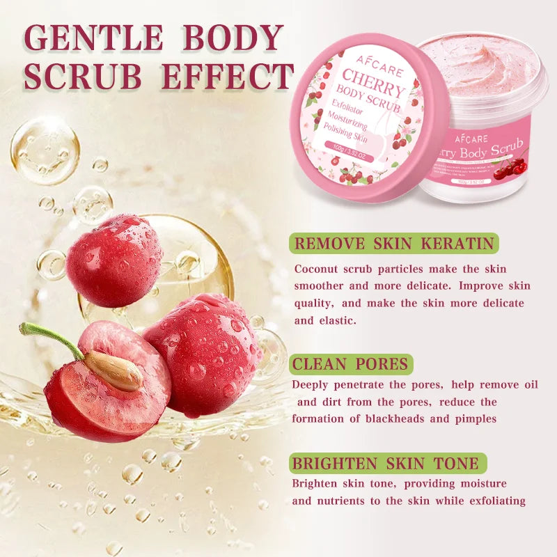 Body Scrub Cherry Exfoliator Body Scrub Polishing Moisturizing Cleansing Skincare Products Niacinamide Whitening Nourishing Skin