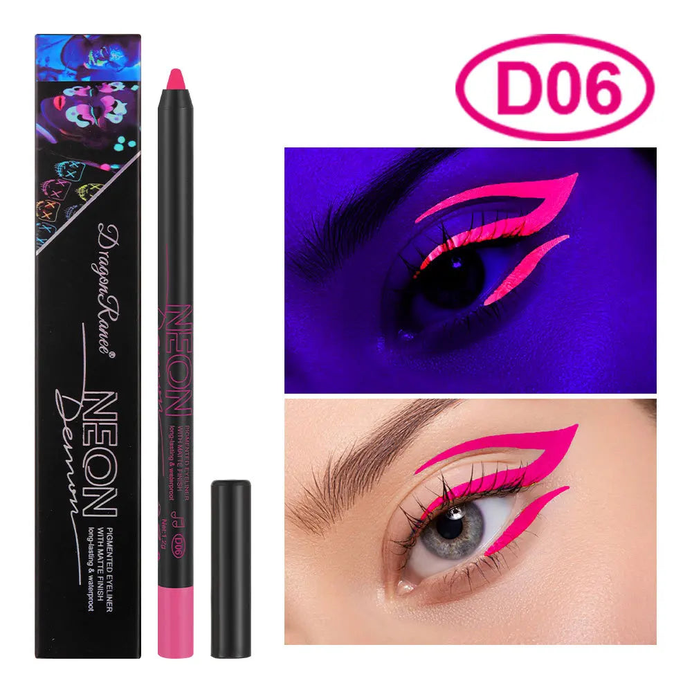 Fluorescence Blue Eyeliner Gel Waterproof Luminous UV Light Neon Eyeliner Pen Yellow Green Pink Color Eye Shadow Cream Make Up