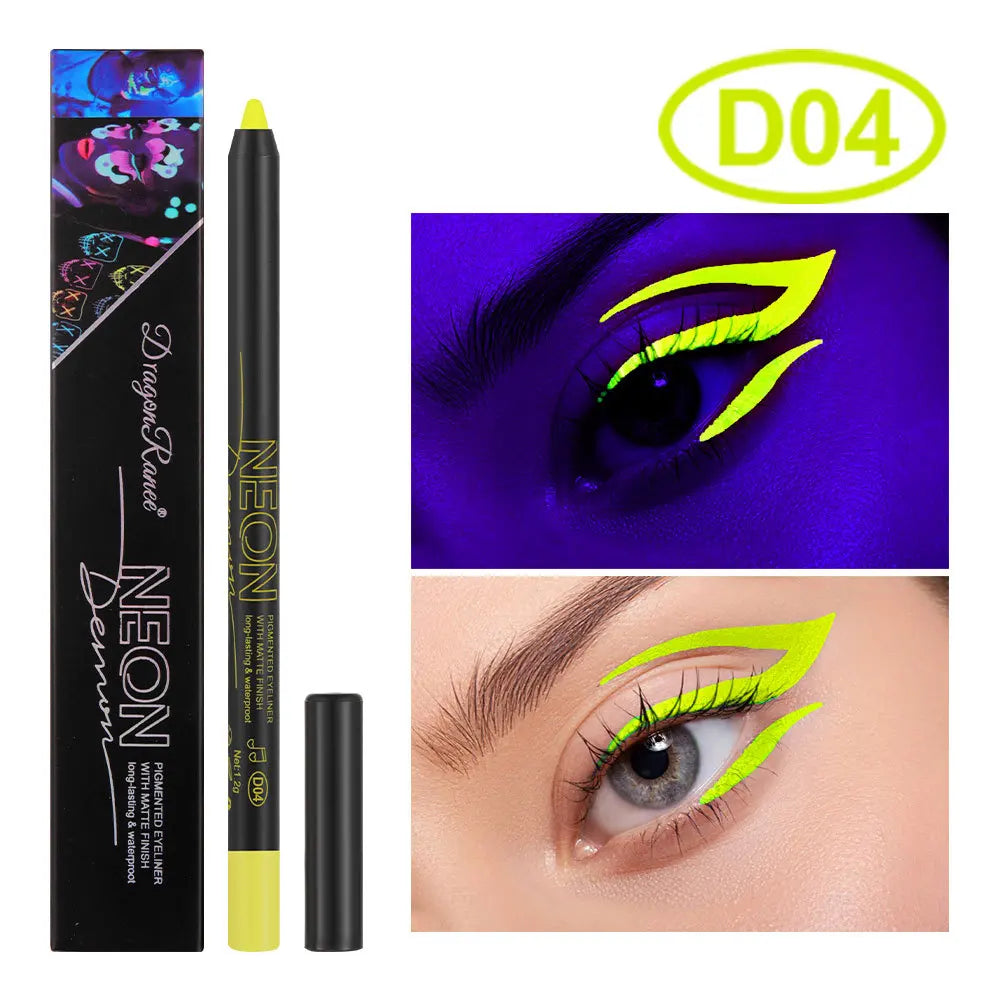 Fluorescence Blue Eyeliner Gel Waterproof Luminous UV Light Neon Eyeliner Pen Yellow Green Pink Color Eye Shadow Cream Make Up