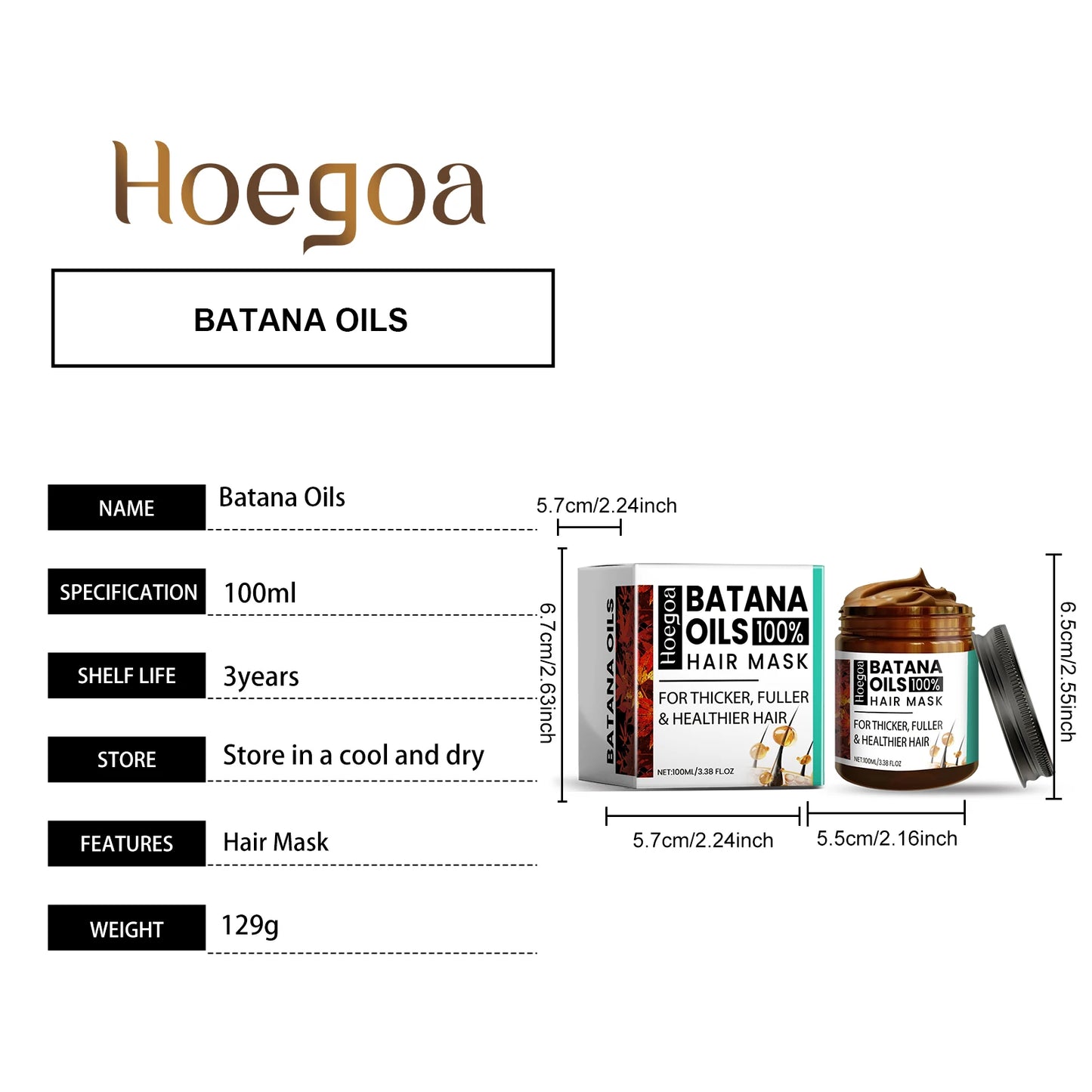 Hoegoa Hair Mask Batana Oil Fast Repair Damaged Frizzy Hair Soft Smooth Shiny Hair Conditioner Straightening Keratin Treatment