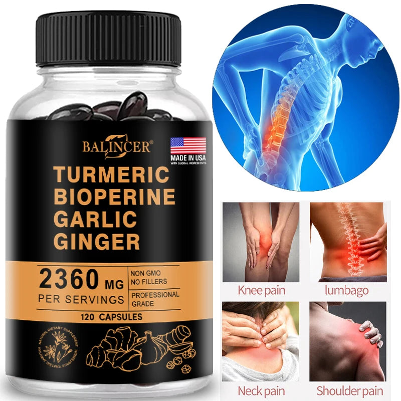 Turmeric Ginger Supplement for Digestive Health, Immune Health, Inflammation and Joint Health Powerful Formula