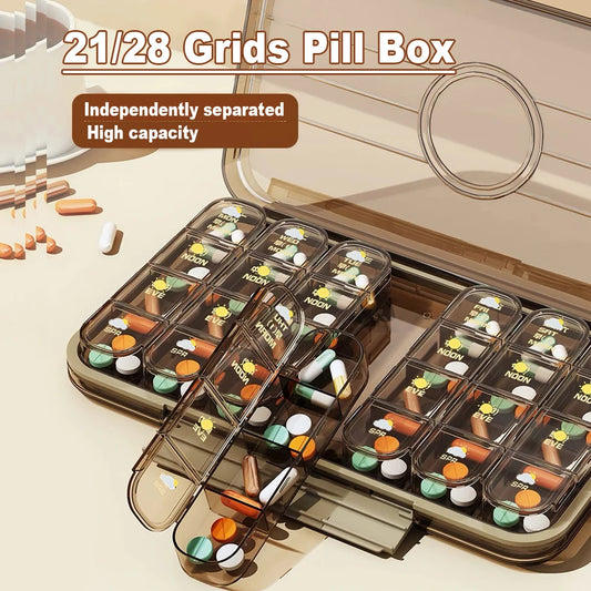 21/28 Grids Weekly Pill Box Large Daily Pill Cases Pills Container Medicine Storage Vitamin/Supplements Organizer Pastillero