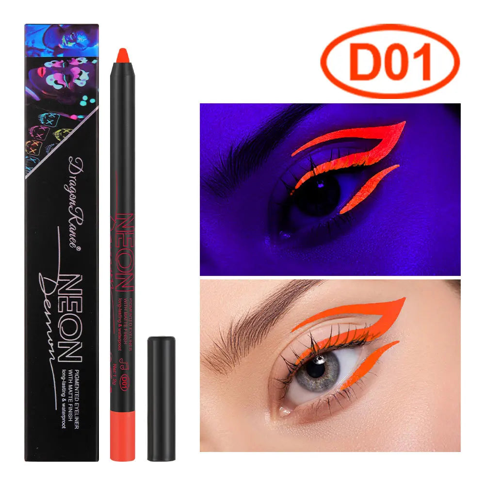 Fluorescence Blue Eyeliner Gel Waterproof Luminous UV Light Neon Eyeliner Pen Yellow Green Pink Color Eye Shadow Cream Make Up