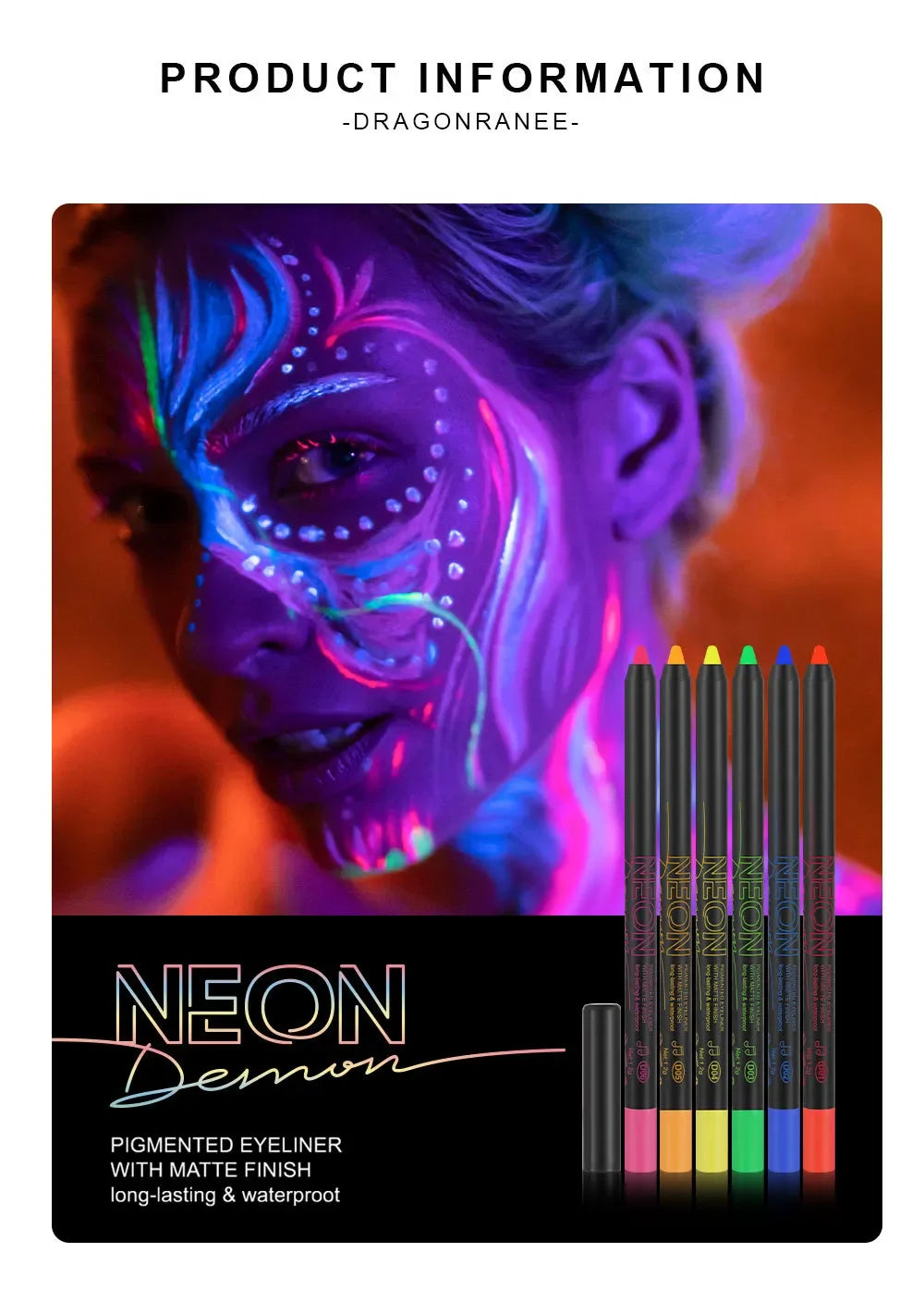 Fluorescence Blue Eyeliner Gel Waterproof Luminous UV Light Neon Eyeliner Pen Yellow Green Pink Color Eye Shadow Cream Make Up