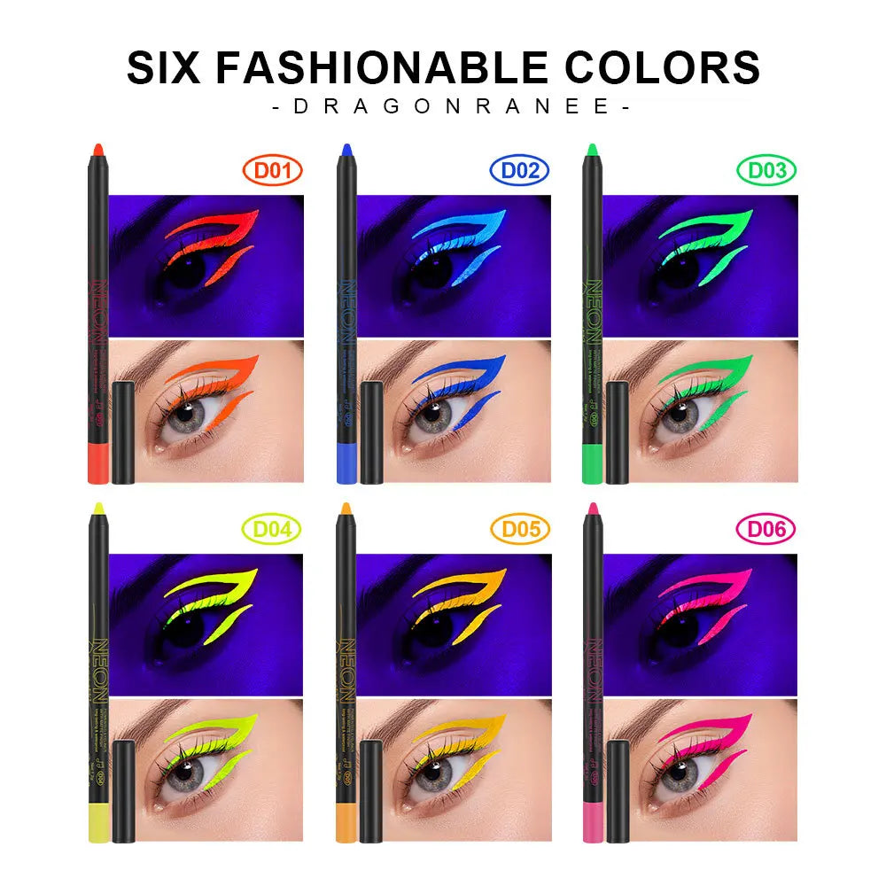 Fluorescence Blue Eyeliner Gel Waterproof Luminous UV Light Neon Eyeliner Pen Yellow Green Pink Color Eye Shadow Cream Make Up